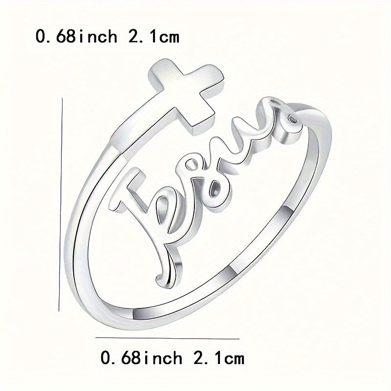 Faith in Silver – Jesus Cross Open Ring