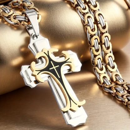 Men’s Stainless Steel Cross Necklace — “Faith Forged in Steel”