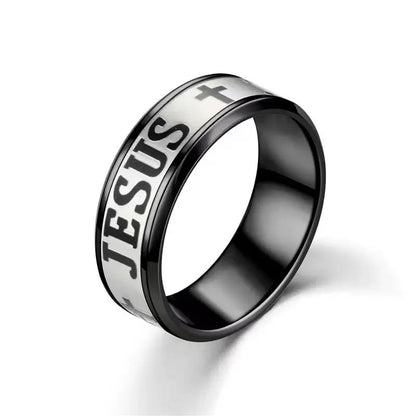 Jesus Cross Engraved Stainless Steel Ring
