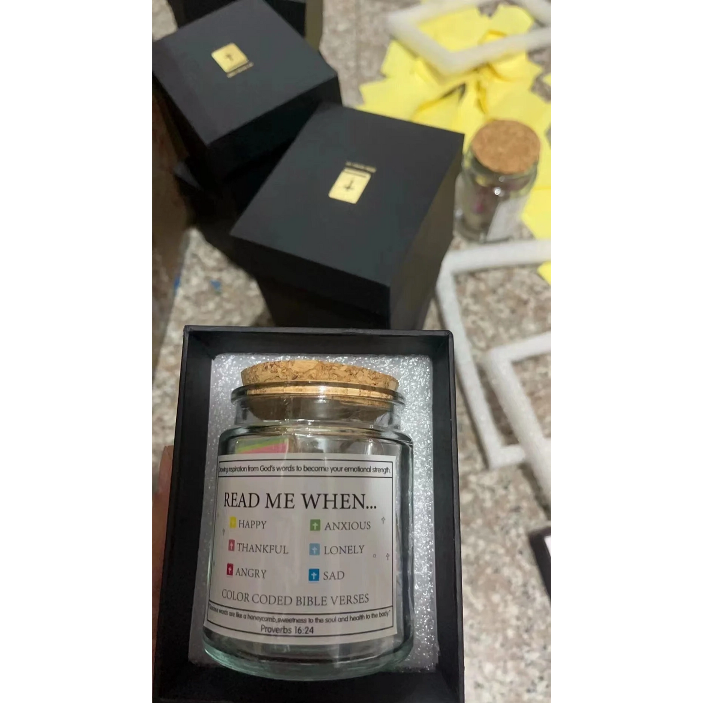 (GIFTING OFFER) Handmade 90 Day Bible Verses Jar (Free Christian Gift Box)