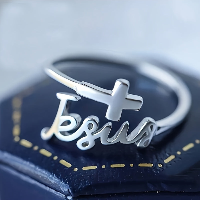 Faith in Silver – Jesus Cross Open Ring