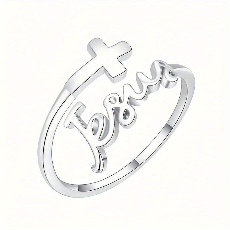 Faith in Silver – Jesus Cross Open Ring