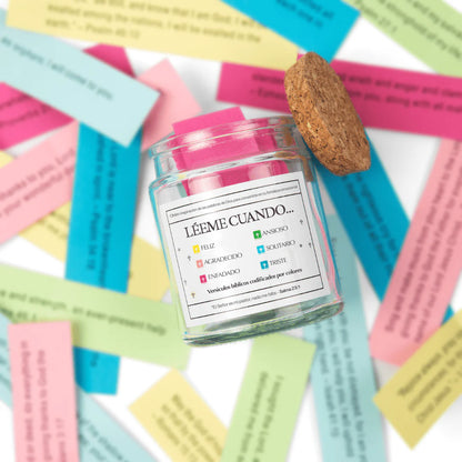 Tarro de Versiculo Bíblico (90 Días) | Hecho a mano (Viene con caja de regalo cristiana)