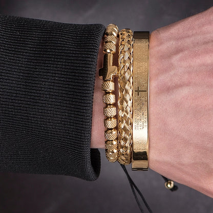 Faith Armor™ Black Steel Bracelet Set