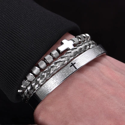 Faith Armor™ Black Steel Bracelet Set