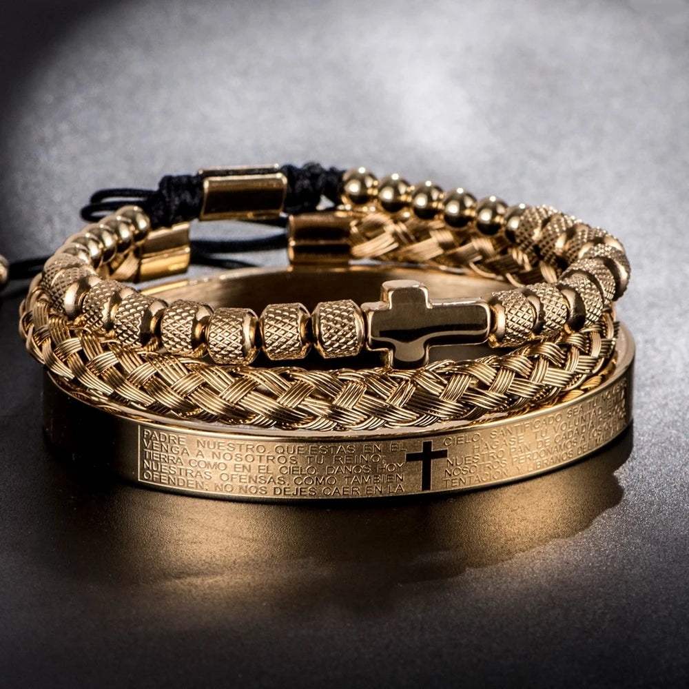 Faith Armor™ Black Steel Bracelet Set