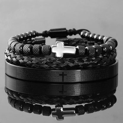Faith Armor™ Black Steel Bracelet Set