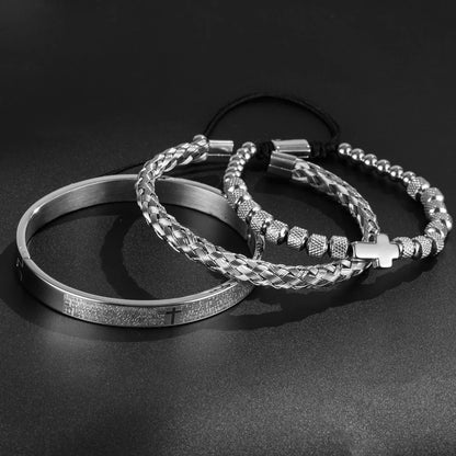 Faith Armor™ Black Steel Bracelet Set
