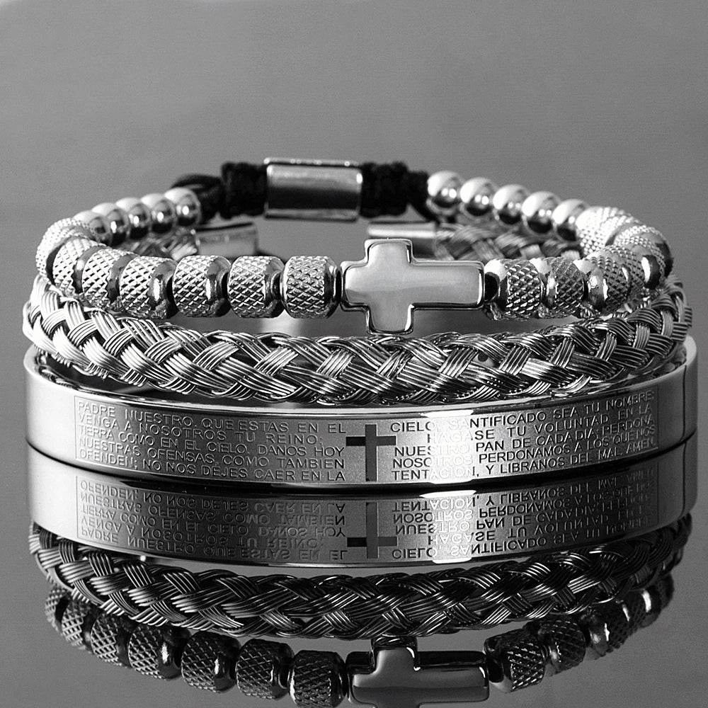Faith Armor™ Black Steel Bracelet Set