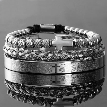 Faith Armor™ Black Steel Bracelet Set