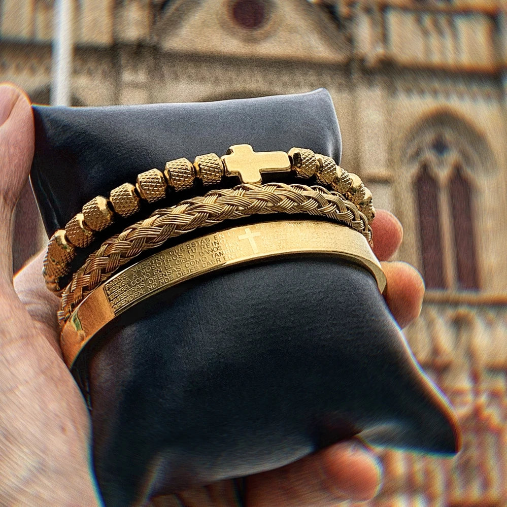 Faith Armor™ Black Steel Bracelet Set