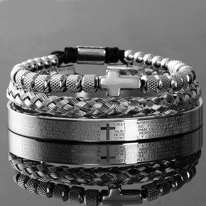 Faith Armor™ Black Steel Bracelet Set