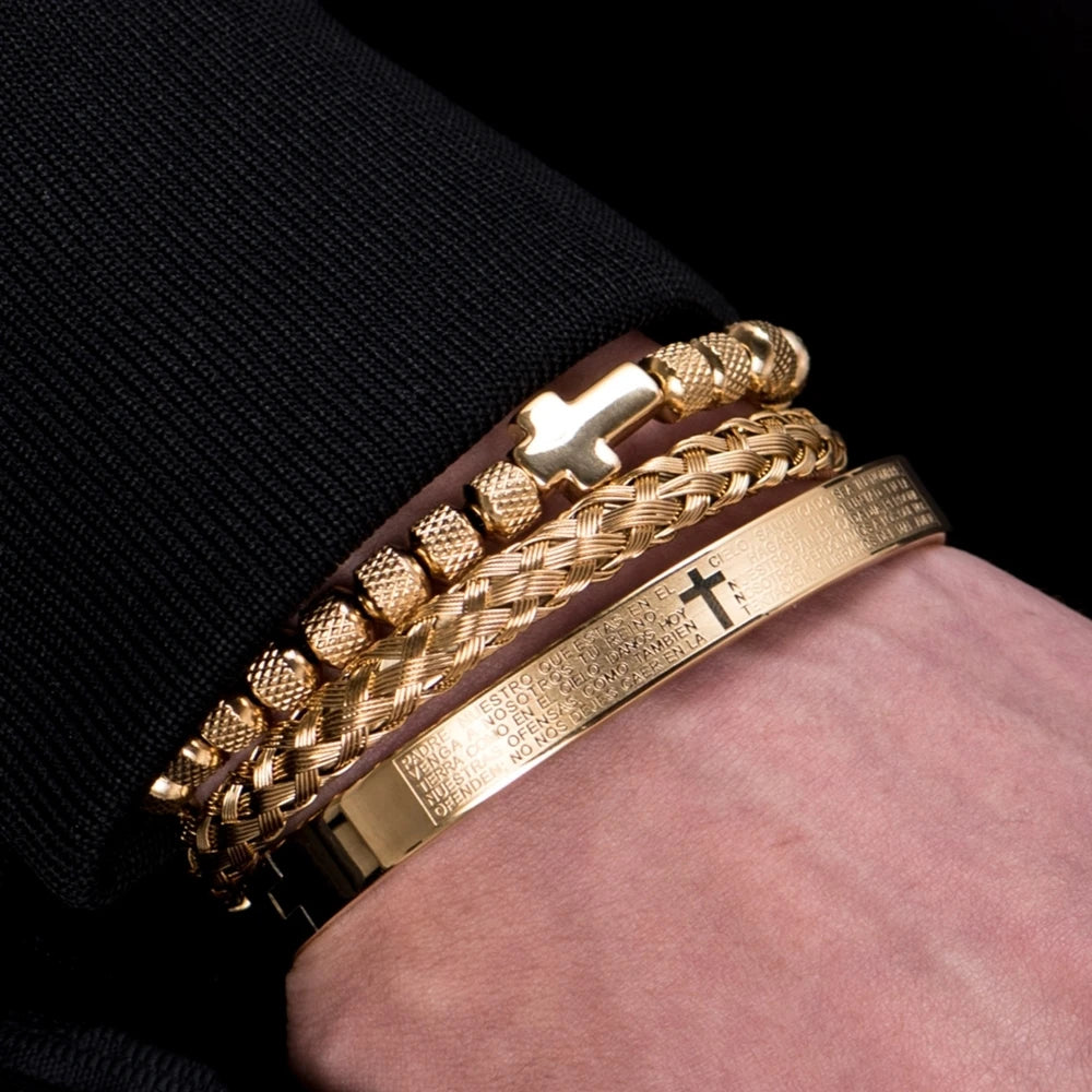 Faith Armor™ Black Steel Bracelet Set