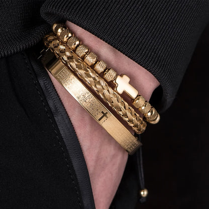 Faith Armor™ Black Steel Bracelet Set