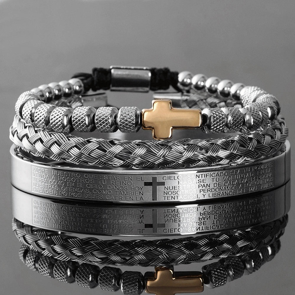 Faith Armor™ Black Steel Bracelet Set