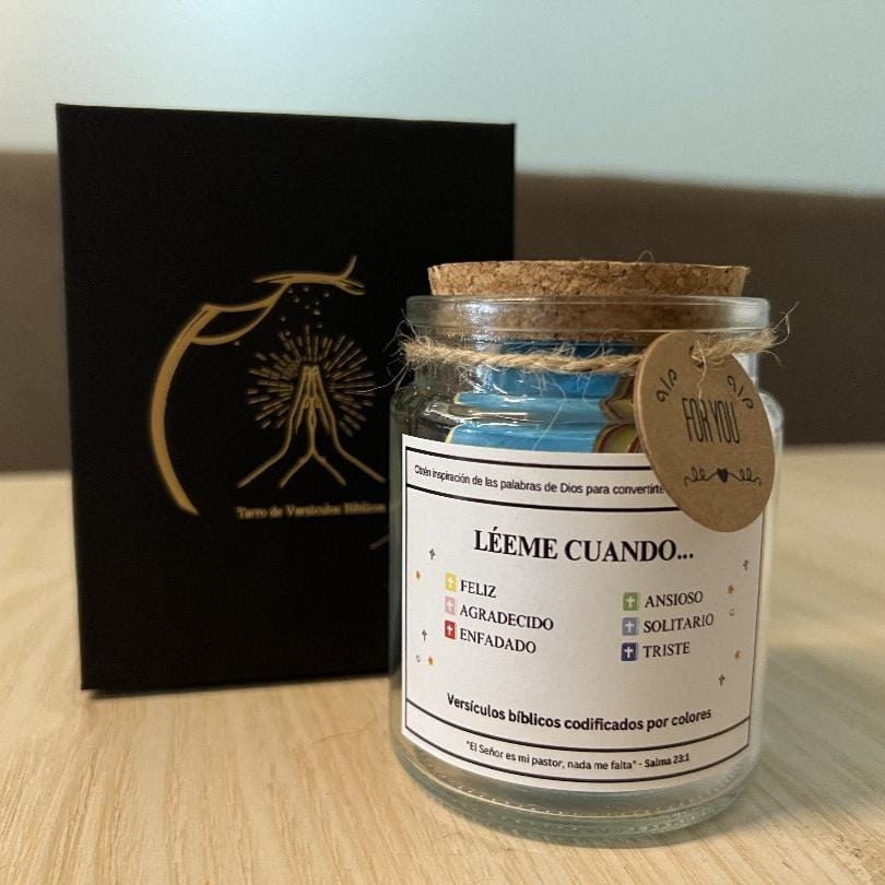 Tarro de Versiculo Bíblico (90 Días) | Hecho a mano (Viene con caja de regalo cristiana)