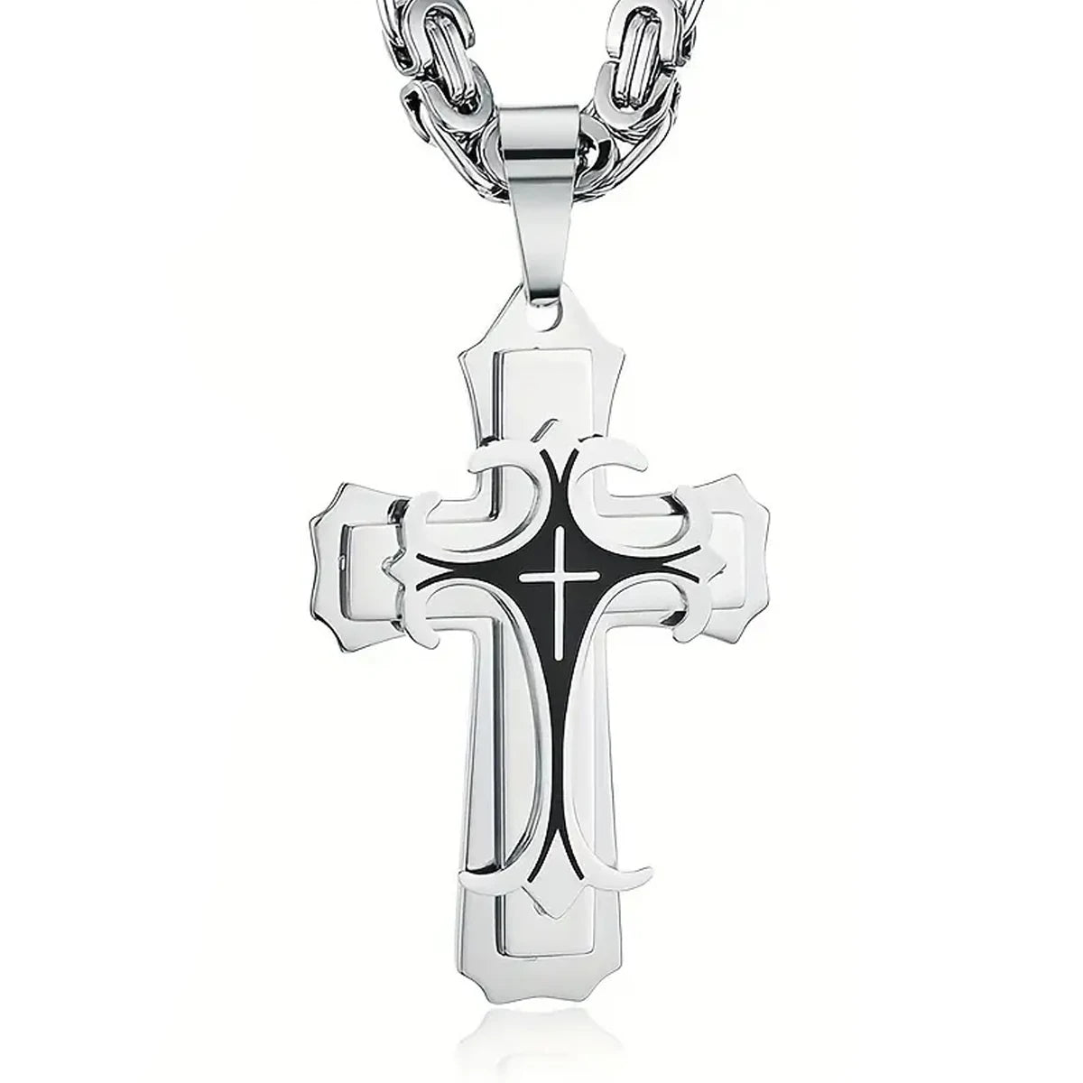 Men’s Stainless Steel Cross Necklace — “Faith Forged in Steel”
