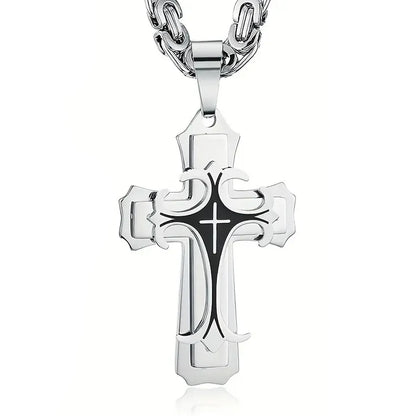 Men’s Stainless Steel Cross Necklace — “Faith Forged in Steel”