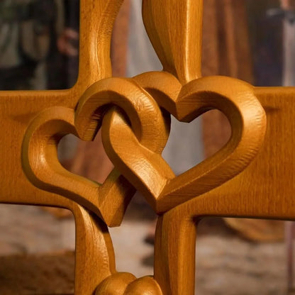 Intertwined Heart Wooden Cross – Handmade Love & Faith Wall Décor