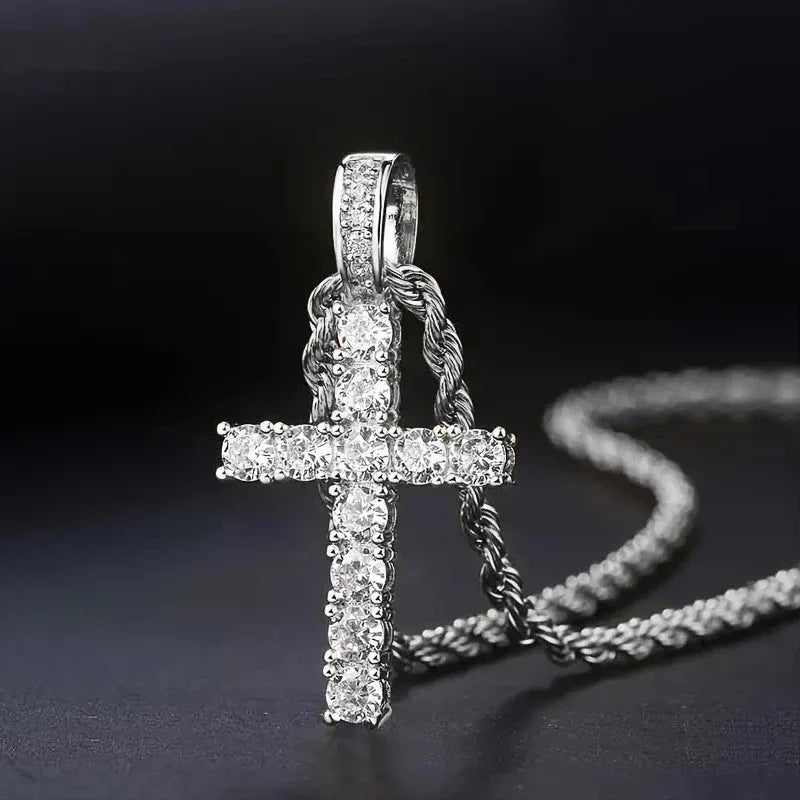 925 Sterling Silver Sparkling Cross Necklace