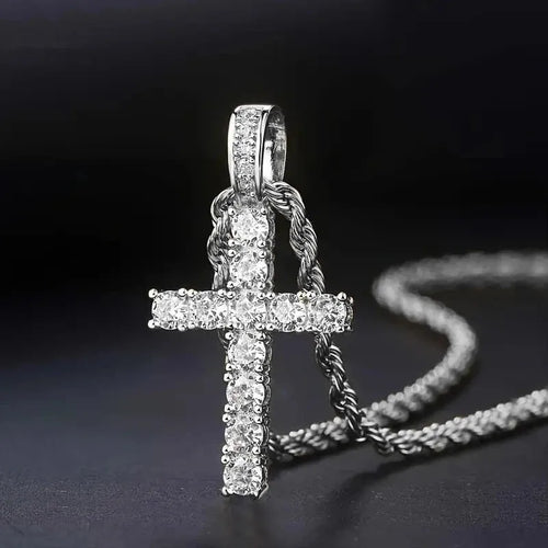 925 Sterling Silver Sparkling Cross Necklace