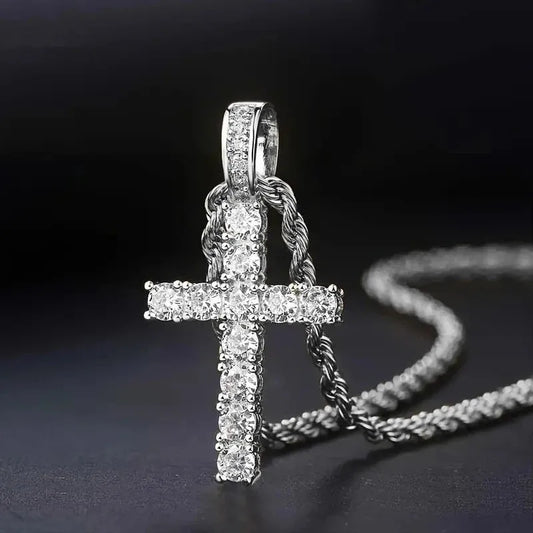 925 Sterling Silver Sparkling Cross Necklace