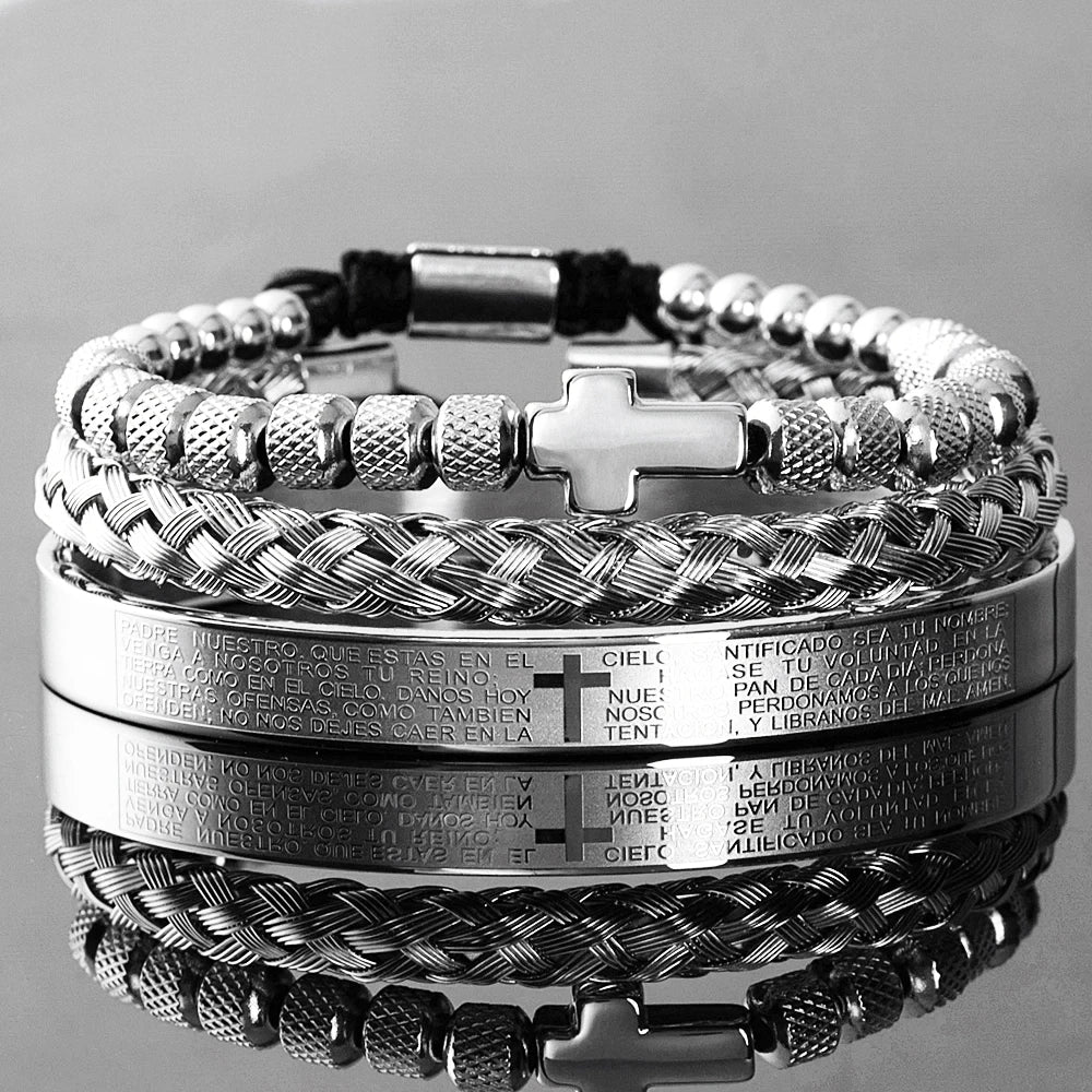 Faith Armor™ Black Steel Bracelet Set