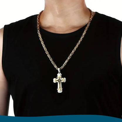 Men’s Stainless Steel Cross Necklace — “Faith Forged in Steel”