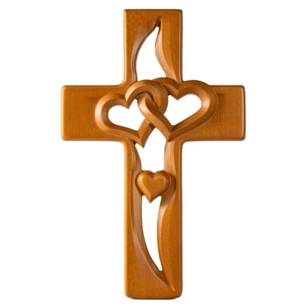 Intertwined Heart Wooden Cross – Handmade Love & Faith Wall Décor