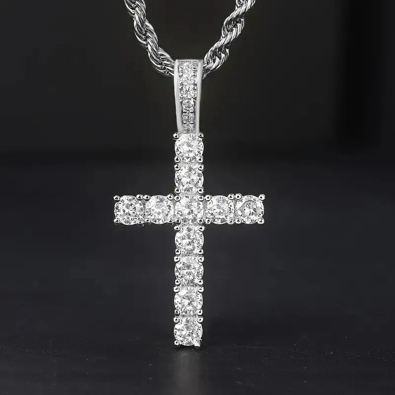 925 Sterling Silver Sparkling Cross Necklace