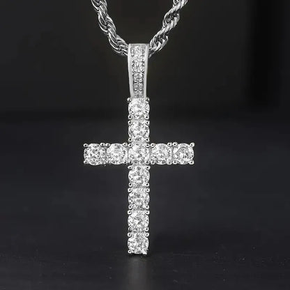 925 Sterling Silver Sparkling Cross Necklace