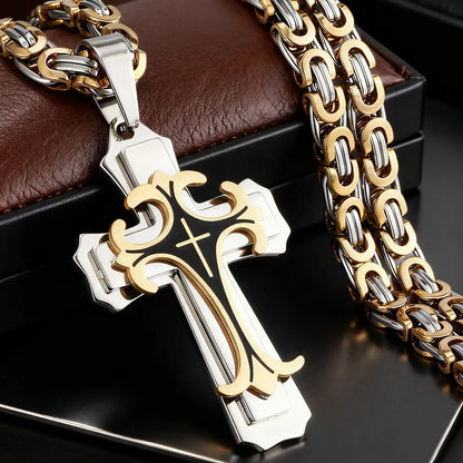 Men’s Stainless Steel Cross Necklace — “Faith Forged in Steel”
