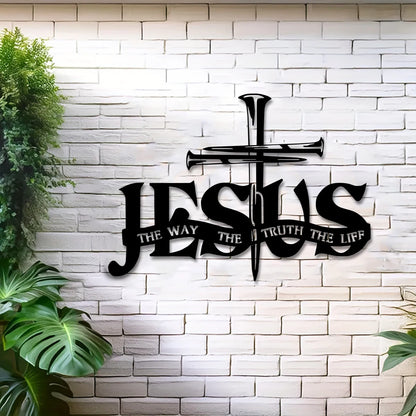 Vintage Jesus Metal Wall Sign – The Way, The Truth, The Life