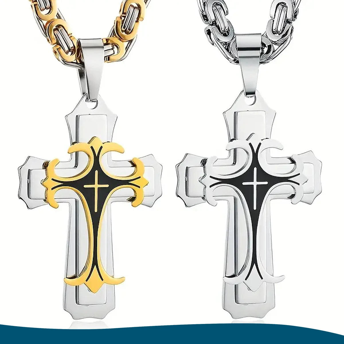 Men’s Stainless Steel Cross Necklace — “Faith Forged in Steel”