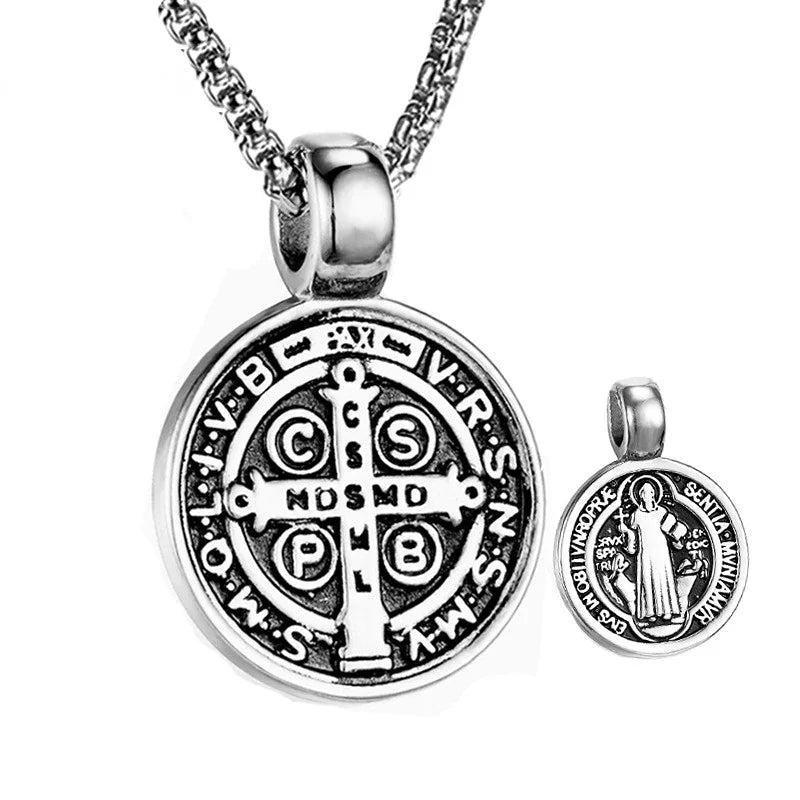 St. Benedict Medal Stainless Steel Necklace