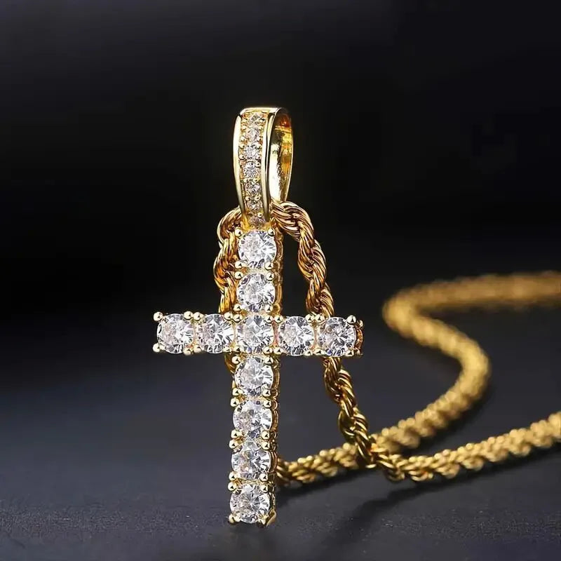 925 Sterling Silver Sparkling Cross Necklace