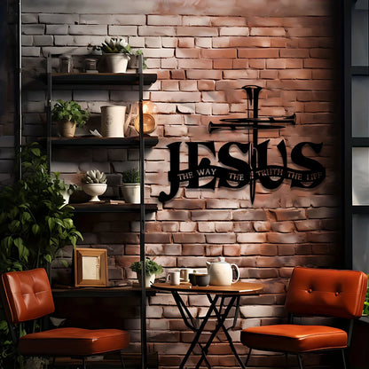 Vintage Jesus Metal Wall Sign – The Way, The Truth, The Life