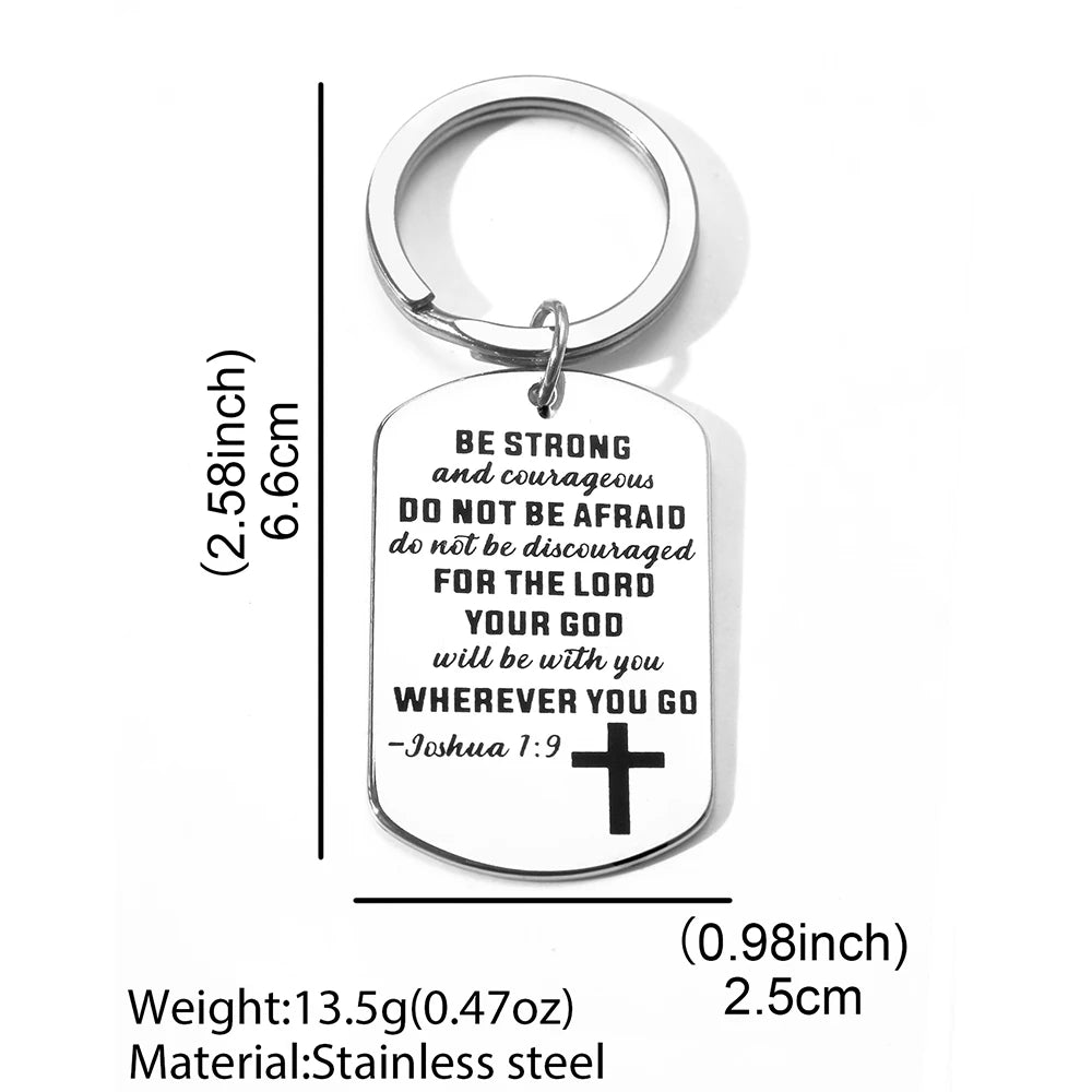 Joshua 1:9 Stainless Steel Keychain – Be Strong & Courageous