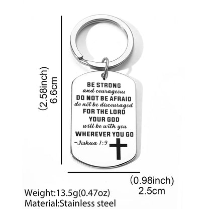 Joshua 1:9 Stainless Steel Keychain – Be Strong & Courageous