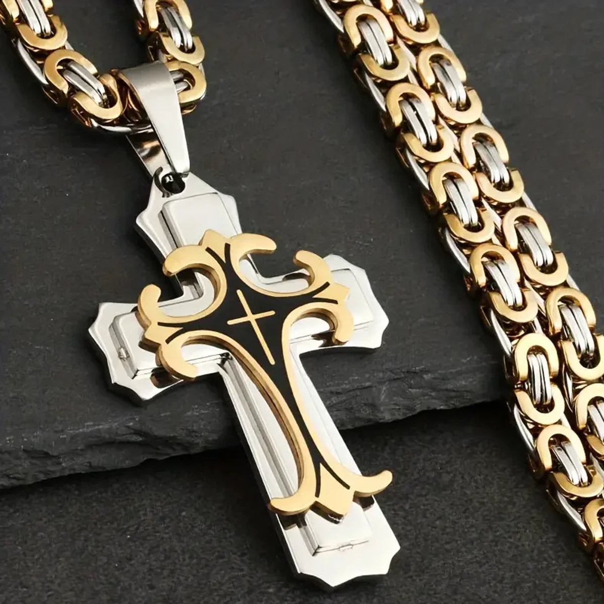 Men’s Stainless Steel Cross Necklace — “Faith Forged in Steel”