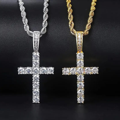 925 Sterling Silver Sparkling Cross Necklace