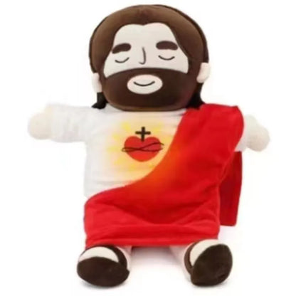New Breathing Jesus Soothe Plush Toy for Kids Soft Soothing Jesus Plushies Comforting Jesus Heart Toy Easter Christmas Gifts