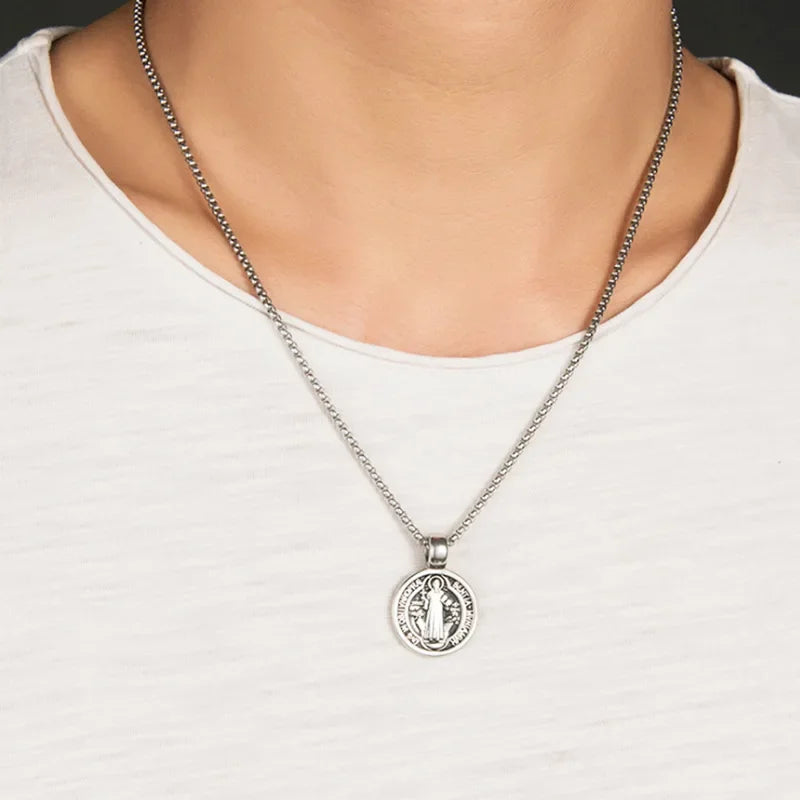St. Benedict Medal Stainless Steel Necklace