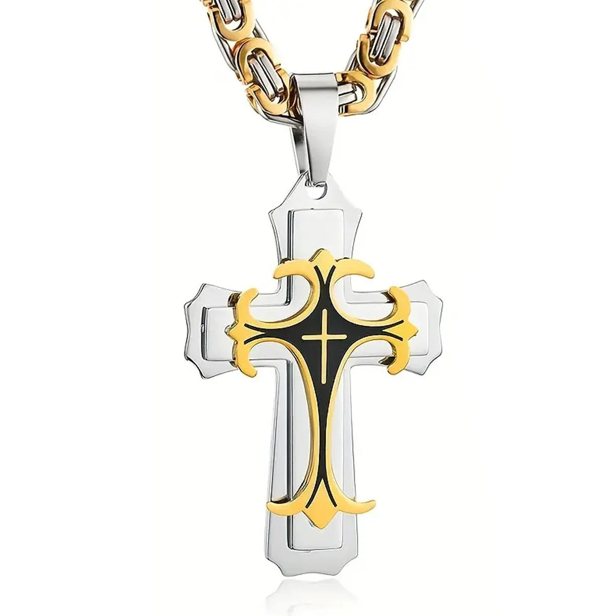Men’s Stainless Steel Cross Necklace — “Faith Forged in Steel”