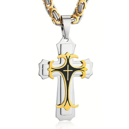 Men’s Stainless Steel Cross Necklace — “Faith Forged in Steel”