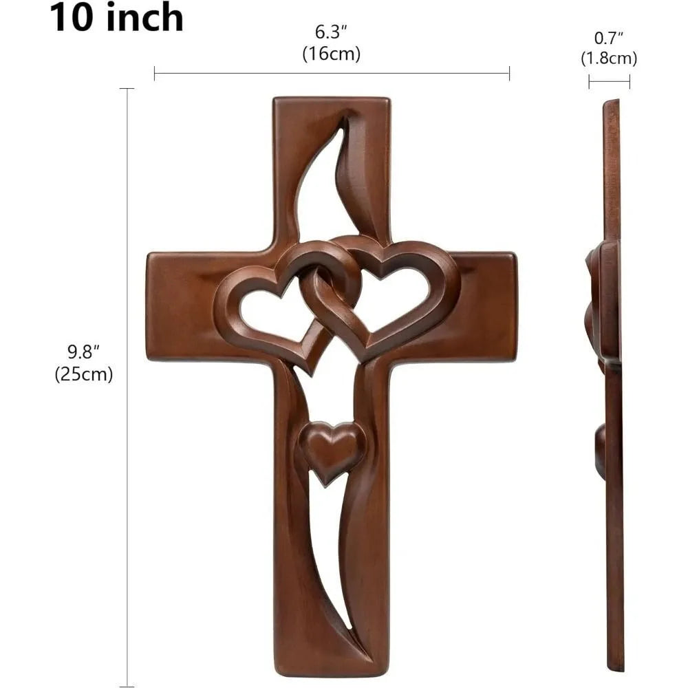 Intertwined Heart Wooden Cross – Handmade Love & Faith Wall Décor