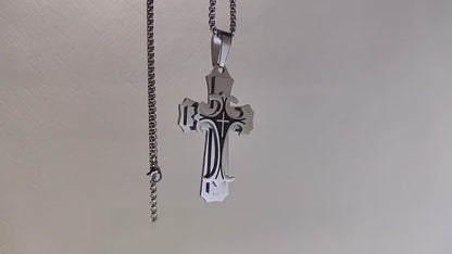 Men’s Stainless Steel Cross Necklace — “Faith Forged in Steel”