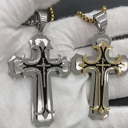 Men’s Stainless Steel Cross Necklace — “Faith Forged in Steel”